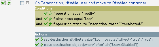 Policy to disable a user upon termination