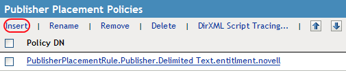 Creating a new policy by selecting Insert