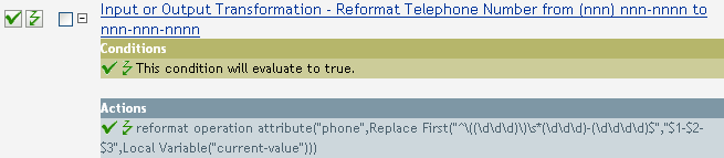 Policy to reformat telephone number