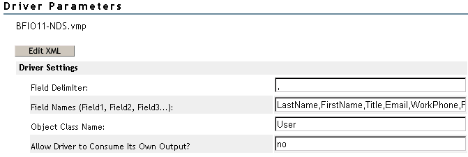 The Driver Settings edit boxes