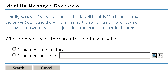 The Search, Find, and Browse options for finding a driver set