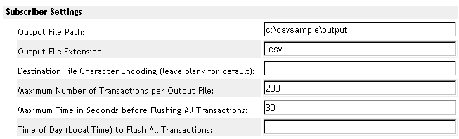 The Subscriber Settings edit boxes