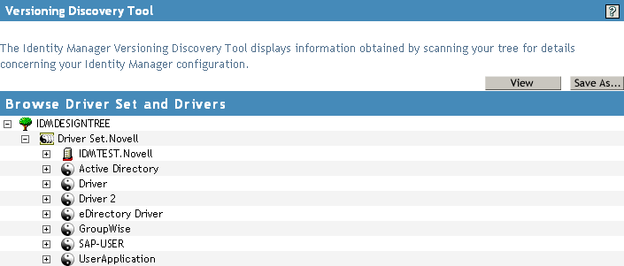 Unexpanded view of servers and drivers