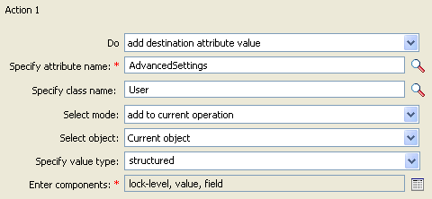 Setting client options action