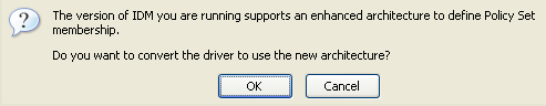 Dialog box to convert the driver to the new architecture