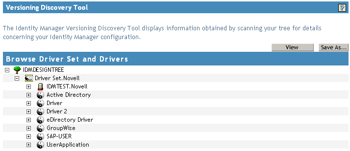 Unexpanded view of servers and drivers