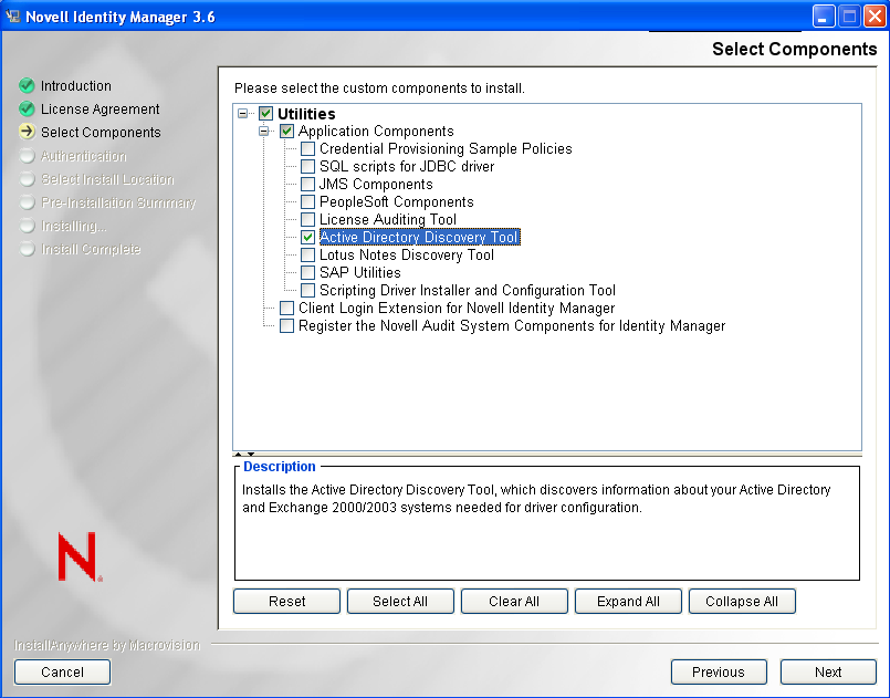 The Application Components Check Box