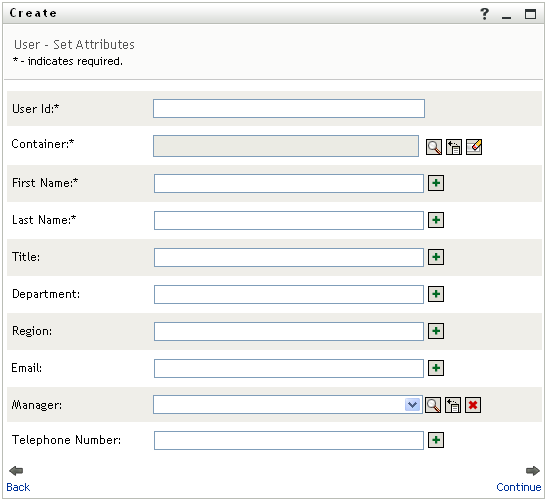 The User - Set Attributes panel