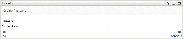 The Create Password panel