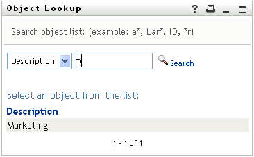 The Lookup page displays search results