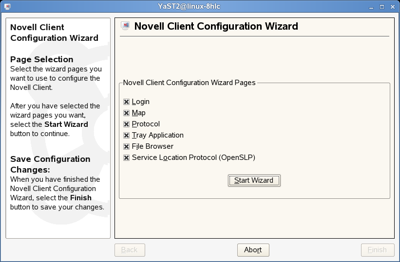 Novell Client Configuration Wizard in NLD