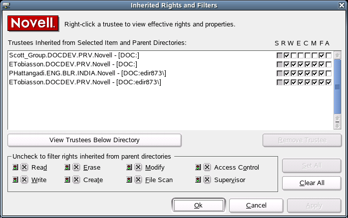 Inherited Rights and Filters Dialog Box