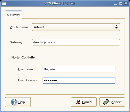 Connecting to a Nortel Contivity Server