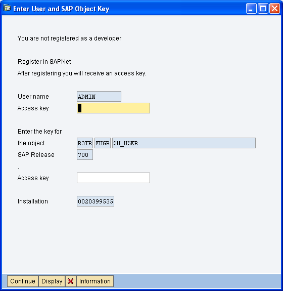 Object Key for the BAPI