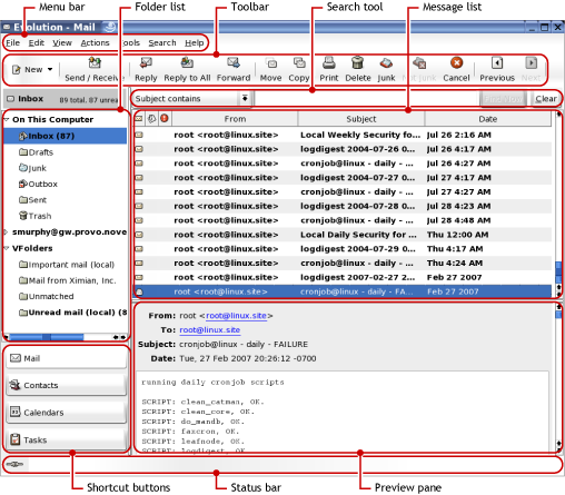 Evolution Main Window