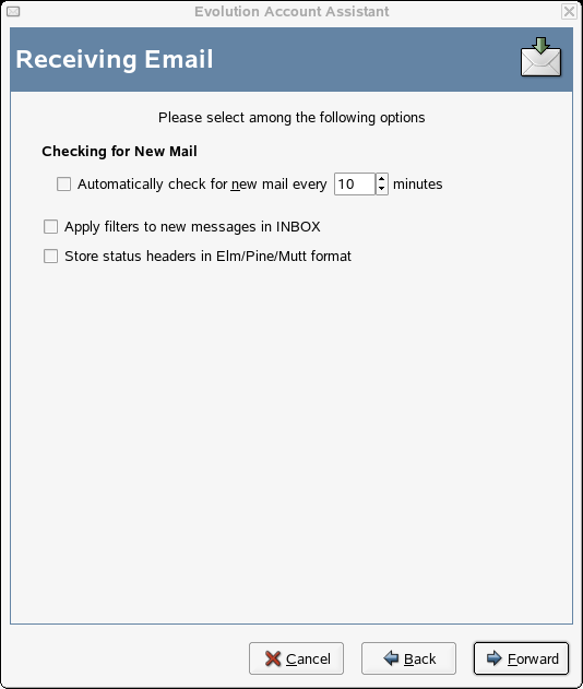 Standard Unix Mbox Spool or Directory Receiving Options