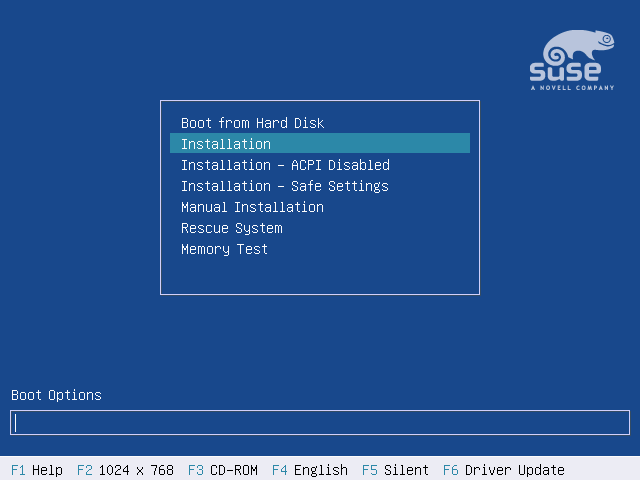 SuSE boot screen