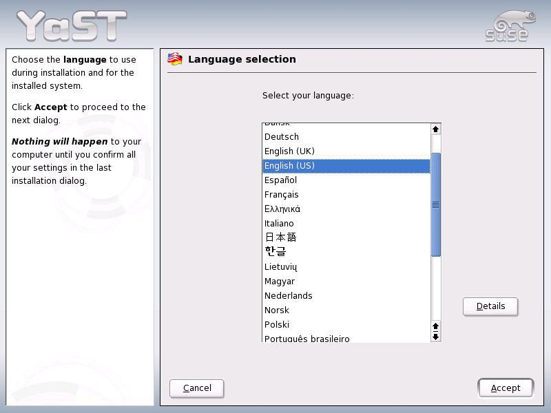 Language menu