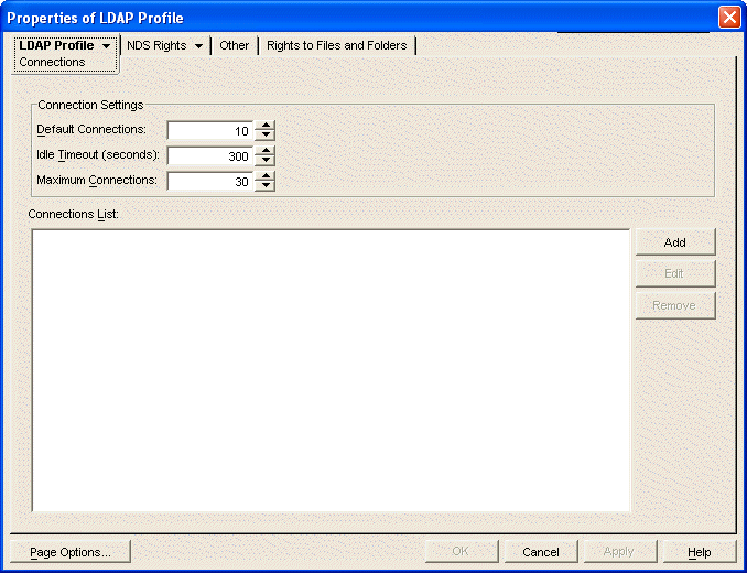 LDAP Profile Connections page