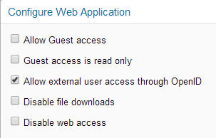 Configure Web Application page