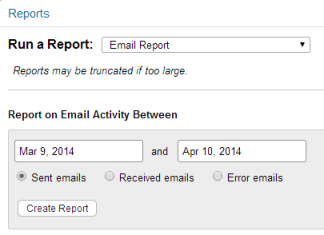 E-Mail Report page