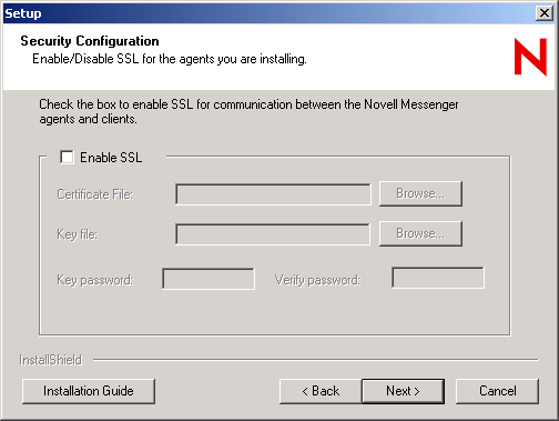 Security Configuration dialog box