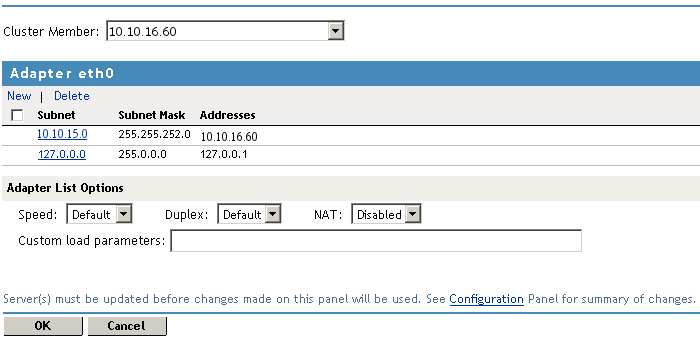 LAN adapter configuration