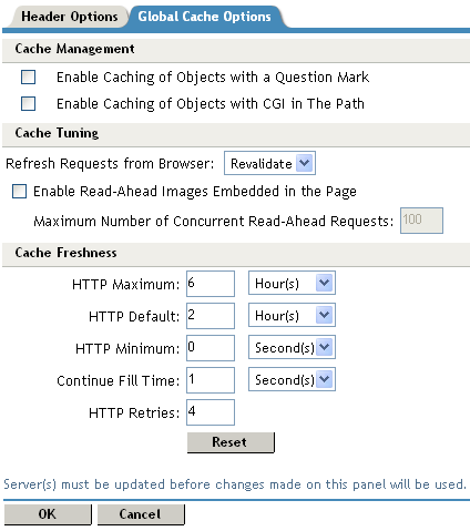 Global Cache Options