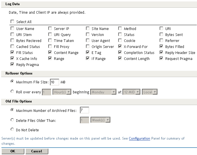 Configuring an extended log profile