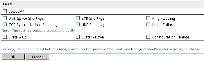 Selecting NetWare alerts