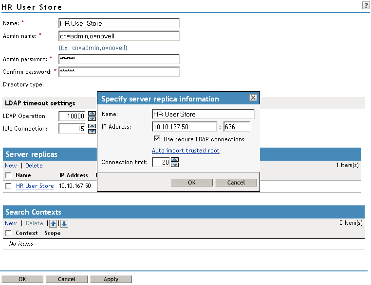 Configuring a user store