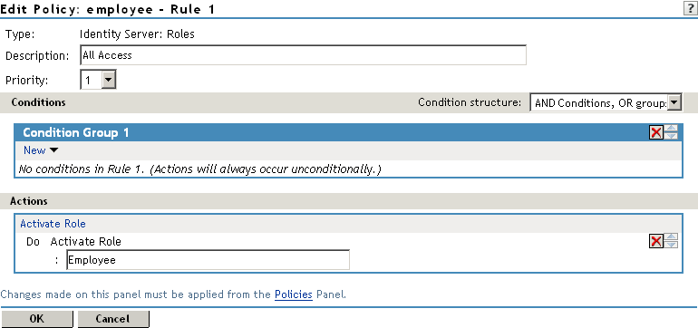 Policy conditions and actions