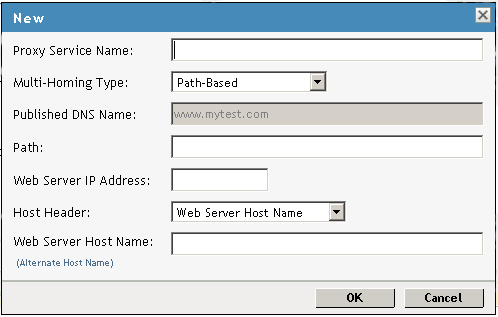 Proxy service configuration for a J2EE Agent