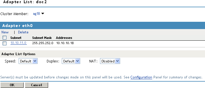 LAN adapter configuration