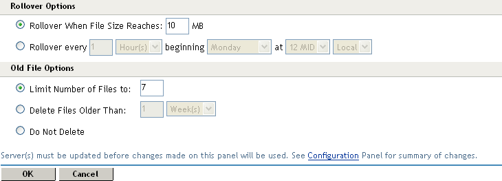 Configuring a common log profile