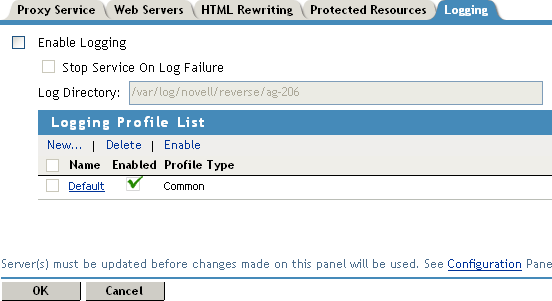 Logging configuration