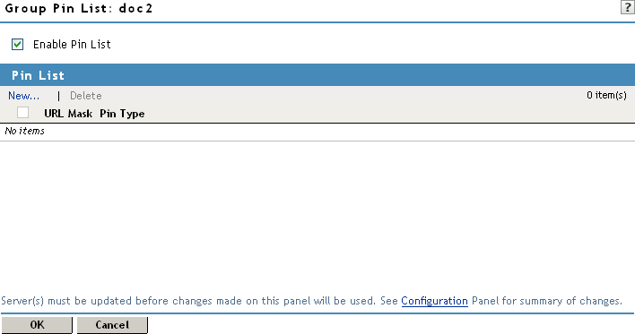 Configuring a pin list