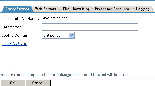 Configuring a proxy service