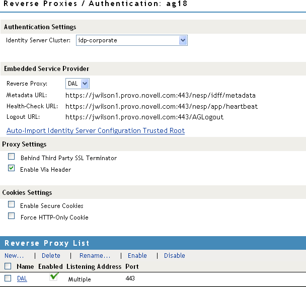 Reverse proxy list