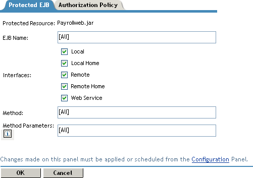 Configuring a protected Enterprise JavaBean resource