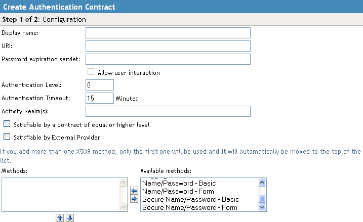 Authentication contract