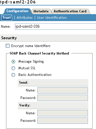 Provider SOAP security fields