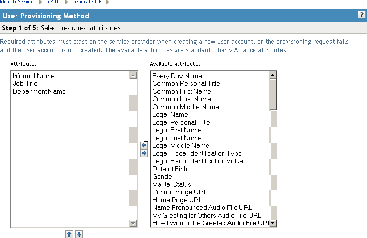 Select required attributes