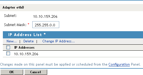 Changing the IP address