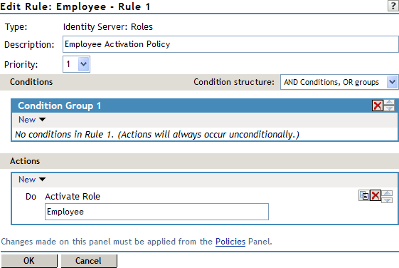 Policy conditions and actions