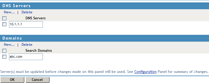 DNS server configuration