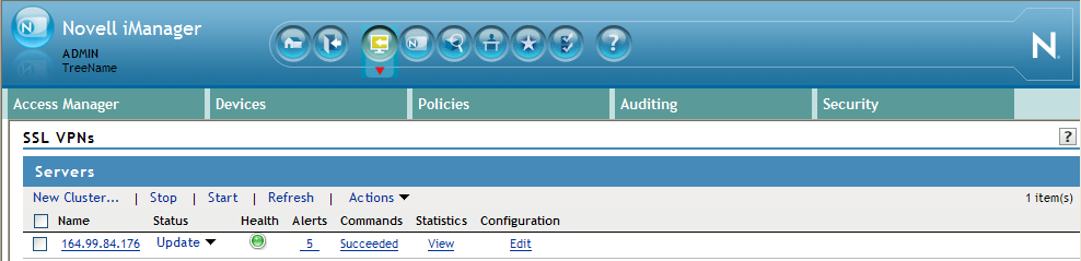 The SSL VPN configuration page