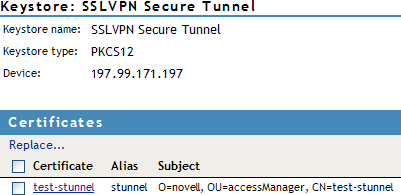 Adding certificate to SSL VPN STunnel