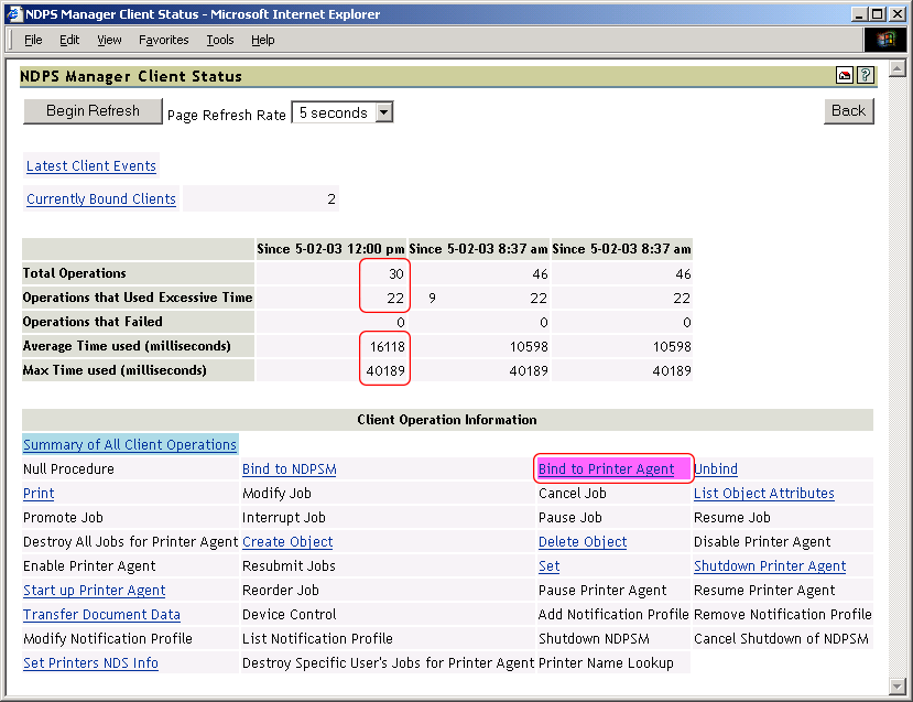 Client Interface Screen with Bind to Printer Agent Selected