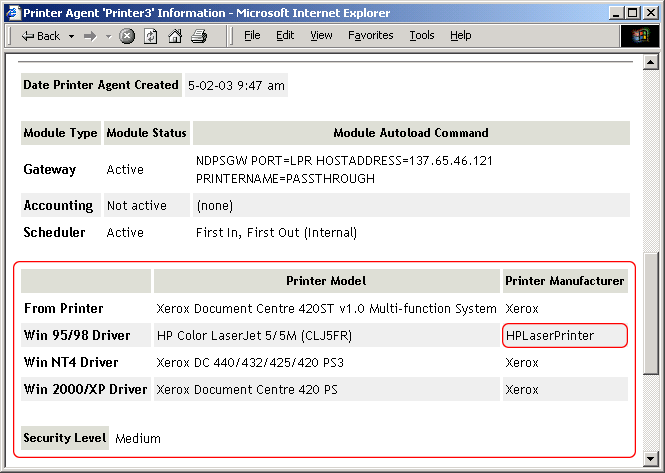 Associated Printer Drivers for a Printer Agent